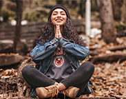 Meditating in the Fall woods