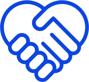 Shaking hands shaped like a heart