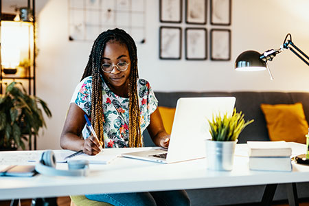 Student studying at desk