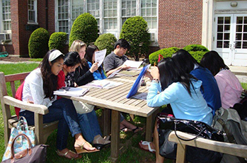 IELP Students Outside Studying
