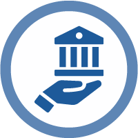 icon of hand holding graphic of university