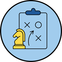chess knight next to clipboard with Xs and Os