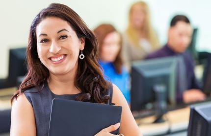 Adult student in computer lab