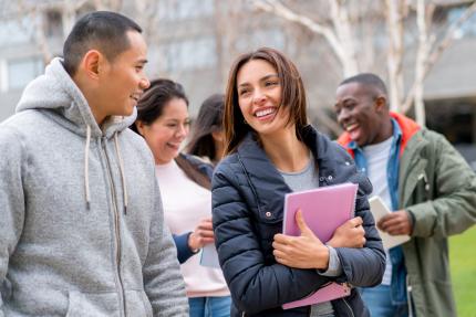 Students walking outside