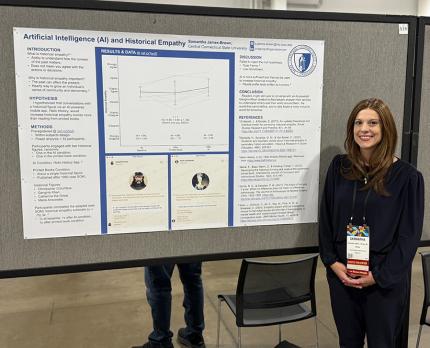 Samantha James-Brown and their presentation on AI and Historical Empathy