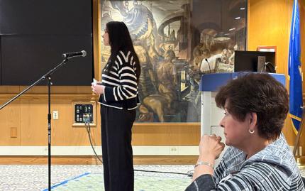 Psychology undergraduate student presenting 