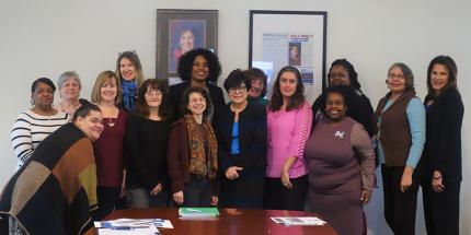 President Toro with Women on Campus