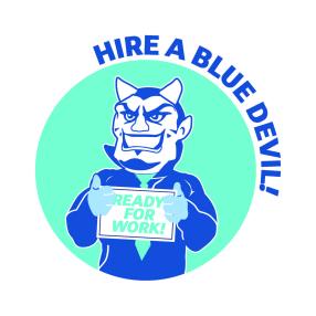 Hire a blue devil logo