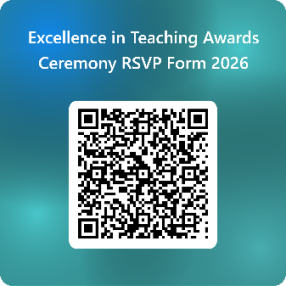 QR code to RSVP for the 02026 Excellence in Teaching Awards ceremony