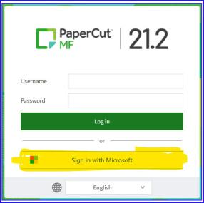 Log in screen for PaperCut