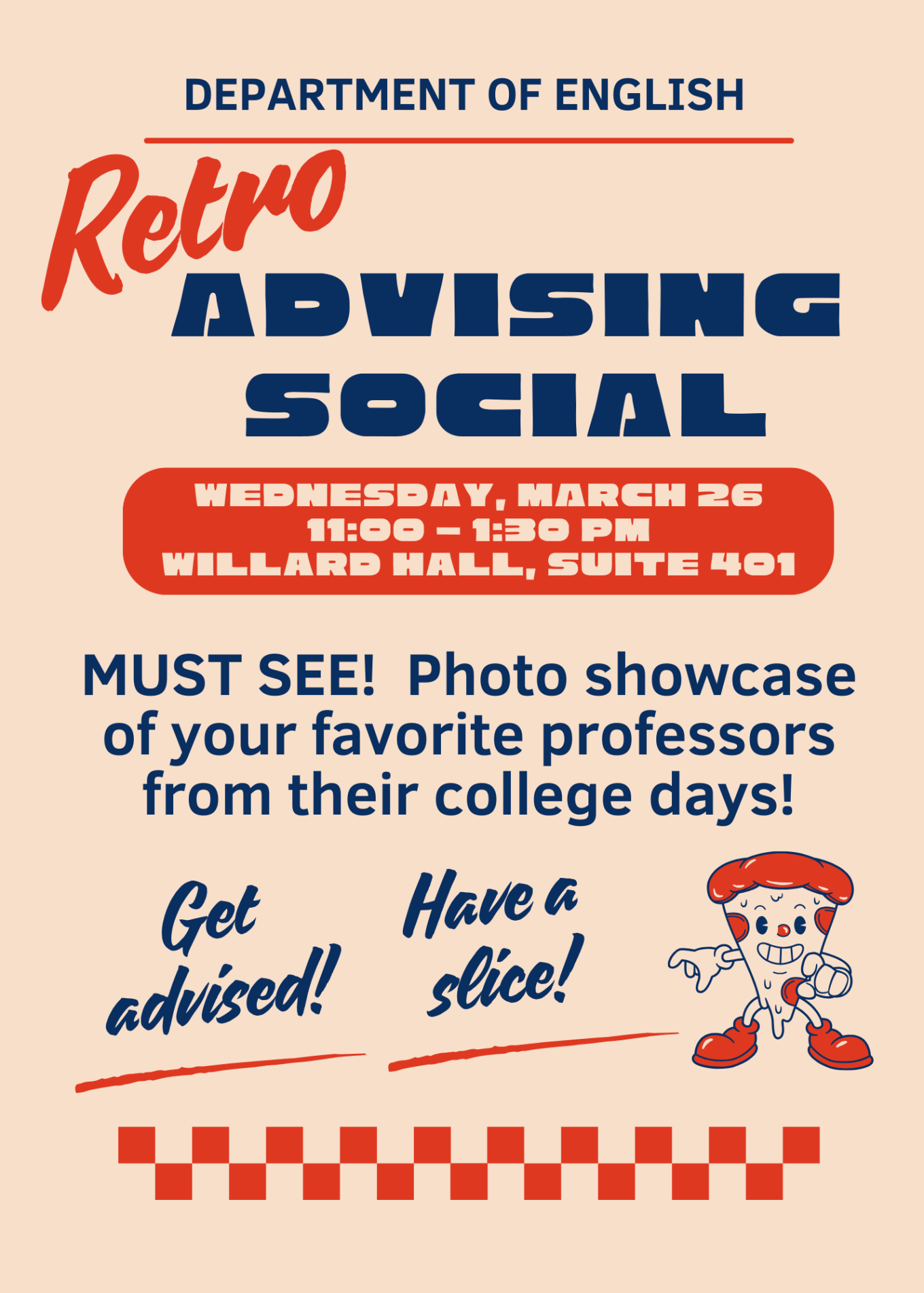 Retro Advising Social Event English Department Flyer