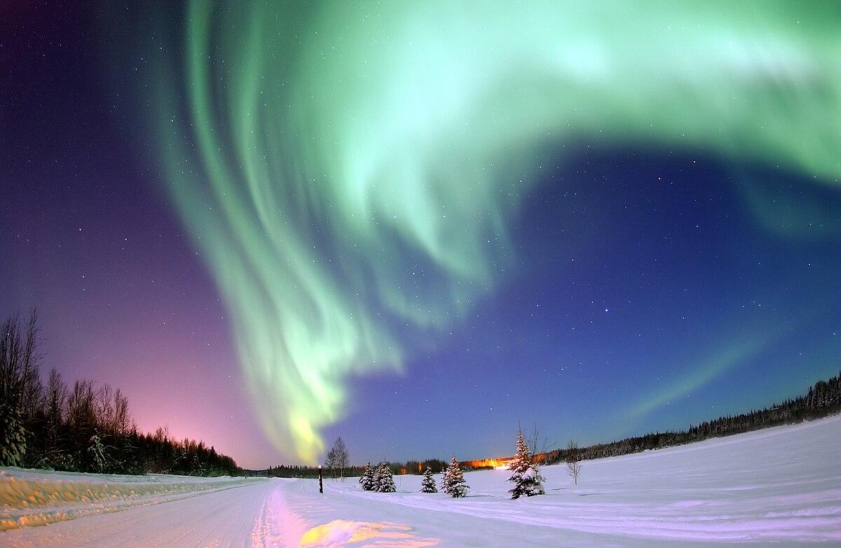The Aurora borealis over Eielson Air Force Base in Alaska