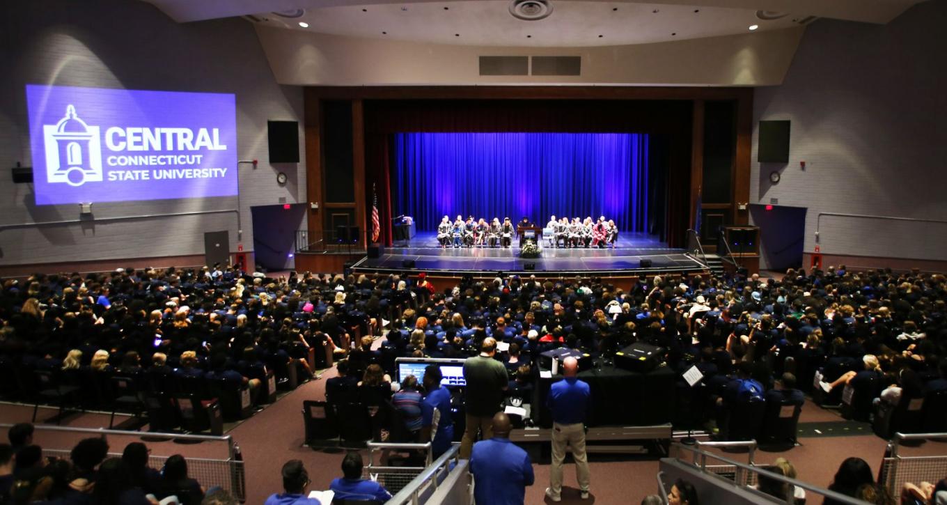 New students gather at Welte Hall for New Student Convocation on Aug. 26.
