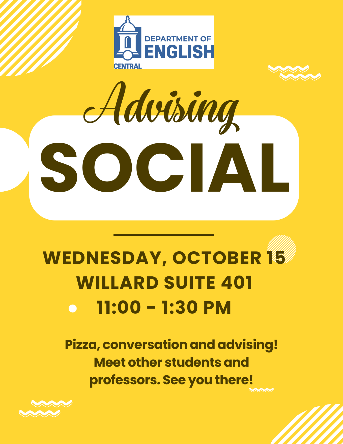 English Department Advising Social Flyer