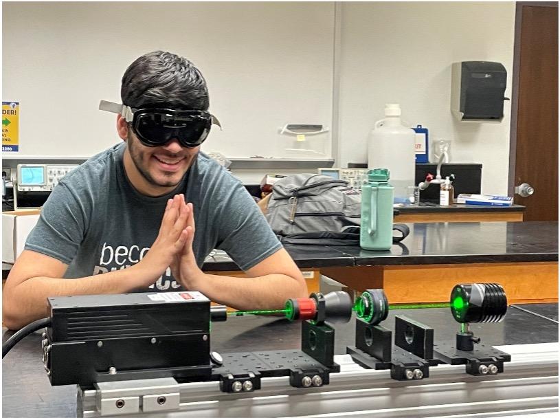 CCSU Laser Group Students working on laser instrument design in Optics Lab