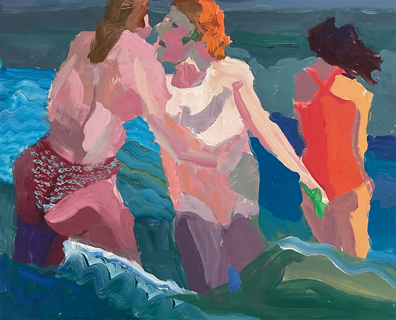 Liliya Krys-Burhoe, Ocean IX, 2025, Gouache on wood panel, 17 x 13.5