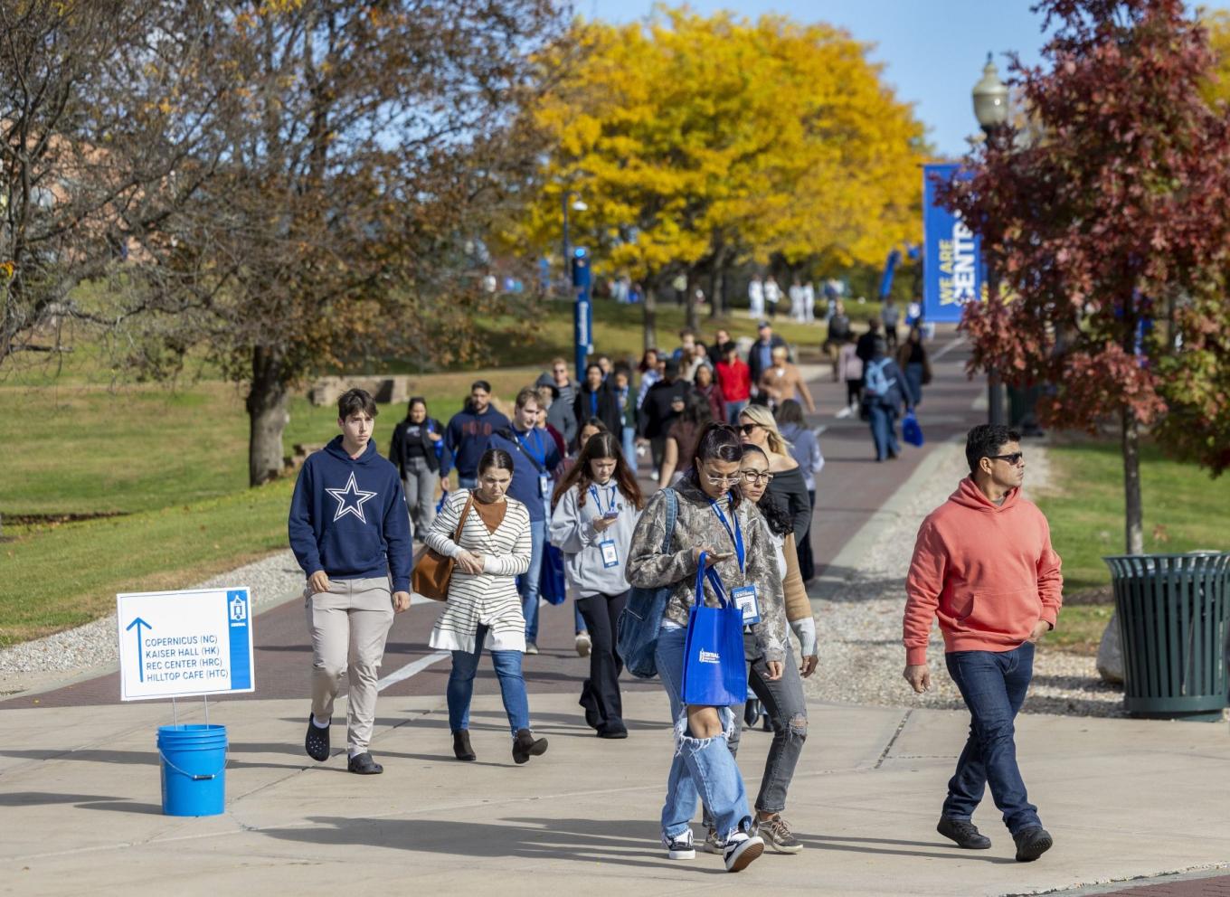 Tour group at fall open house on the Central campus.