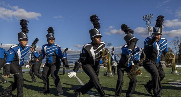 CCSU Marching Band on football field