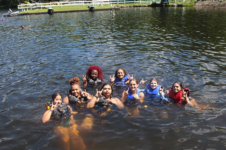 Group photo in a lake