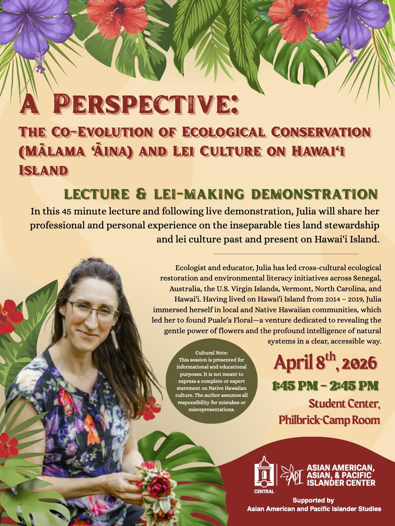 Hawaiian Lei Culture Event Flyer