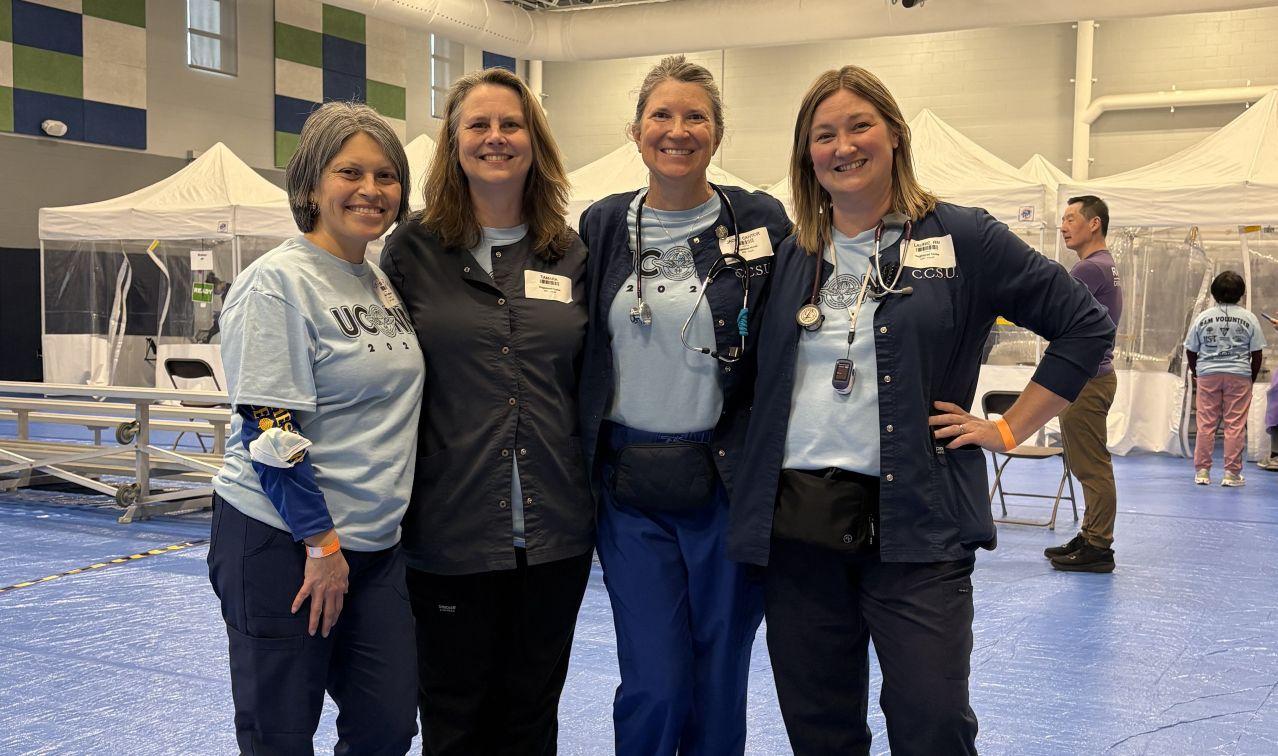 Central Nursing faculty are shown here at the March 7 Remote Area Medical clinic in Willimantic.