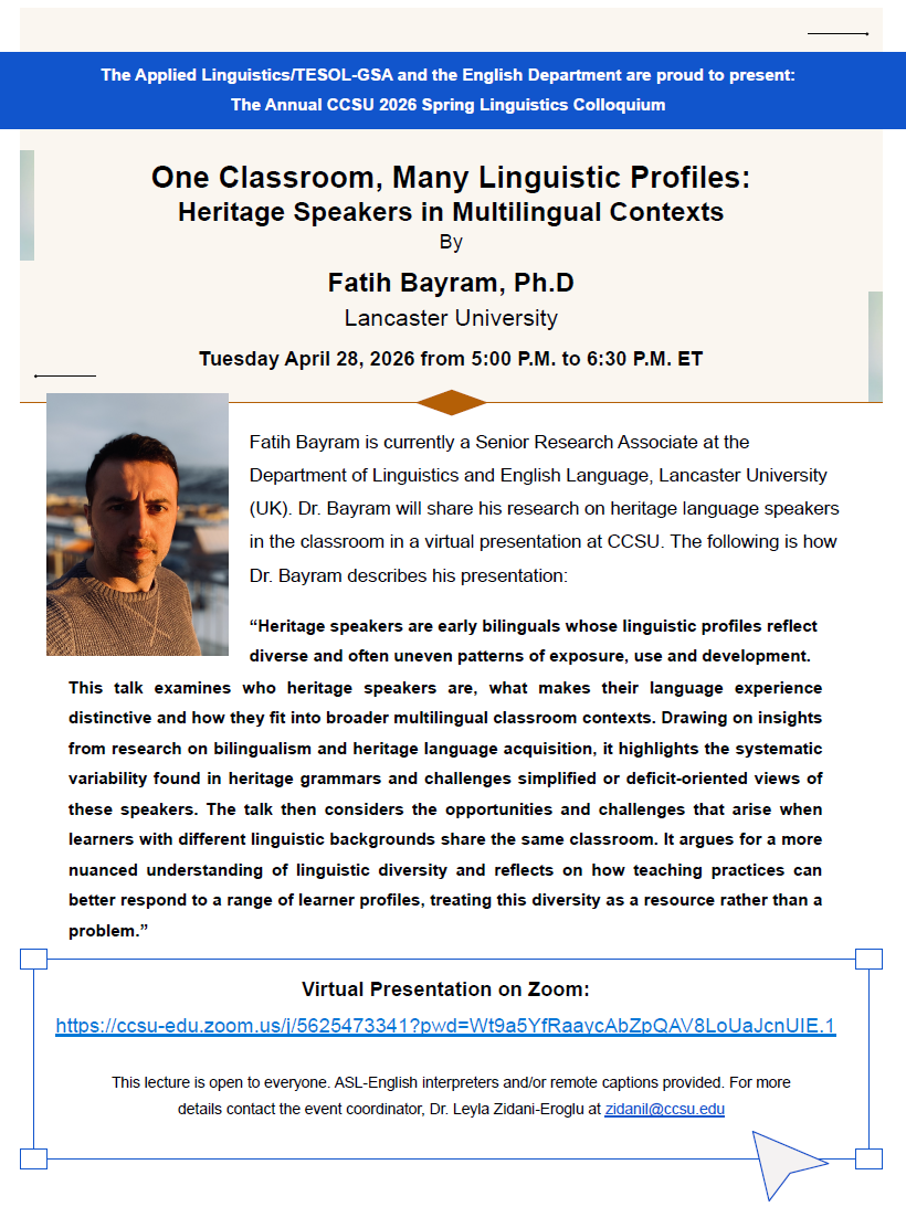 One Classroom, Many Linguistic Profiles: Heritage Speakers in Multilingual Contexts Flyer