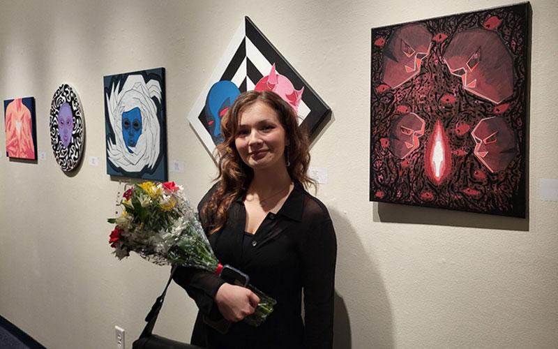 Art & Design student with flowers