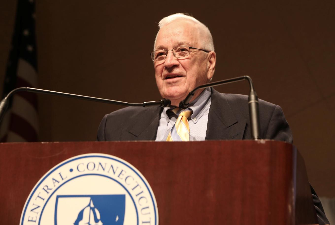 President Emeritus Richard L. Judd speaks at a podium