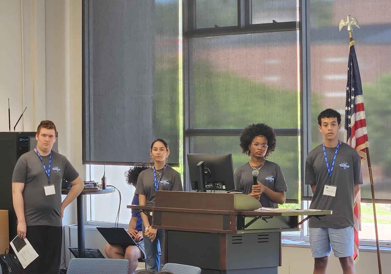 Team Moveo presents their project in the Constitution Room.