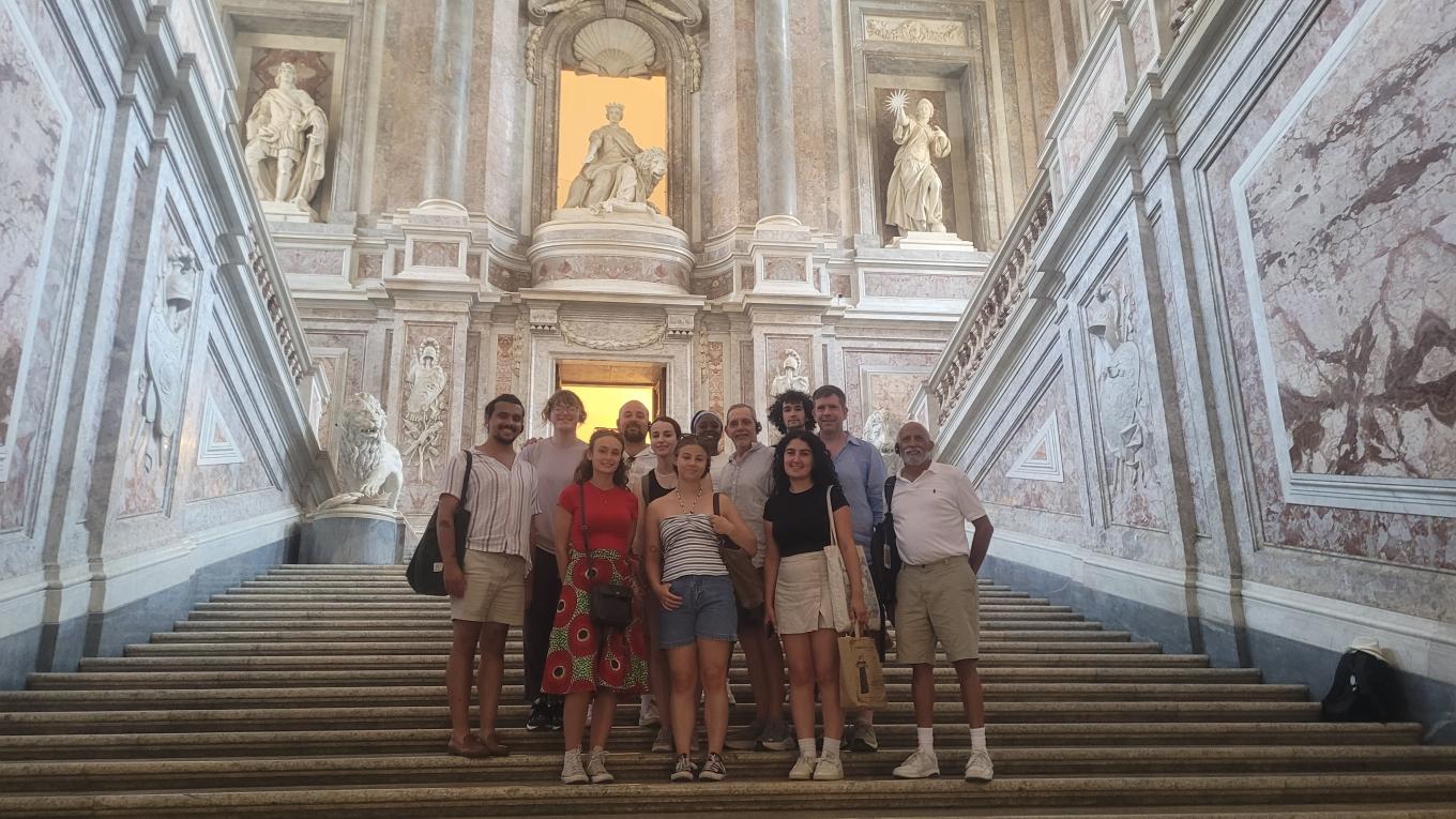 A group of Central students visit a historic church in the Amalfi region of Italy.