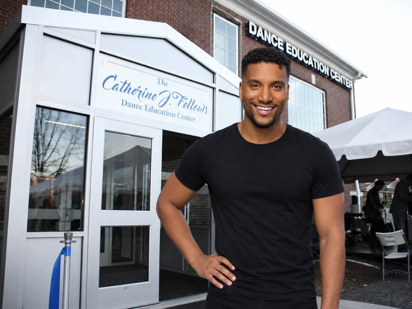 Dance Education instructor Lenard Foust in front of the Dance Education Center at Central.