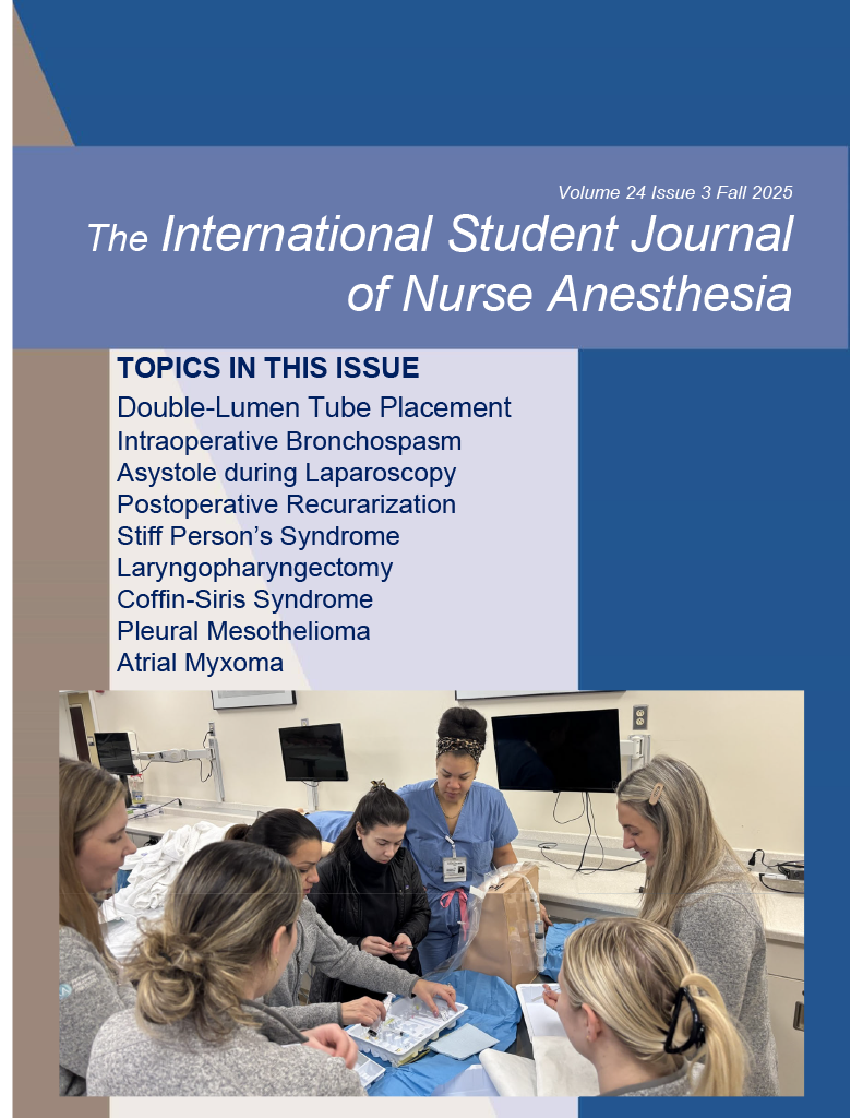 Cover image of the Fall 2025 International Student Journal of Nurse Anesthesia