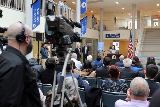 Filming the ribbon cutting at Willard DiLoreto