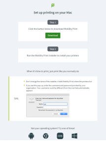 Mac Mobility Print configuration page