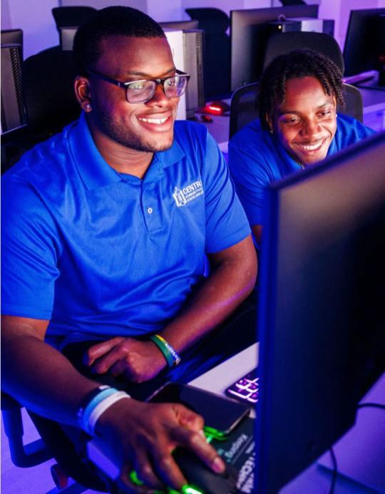 Students on computers