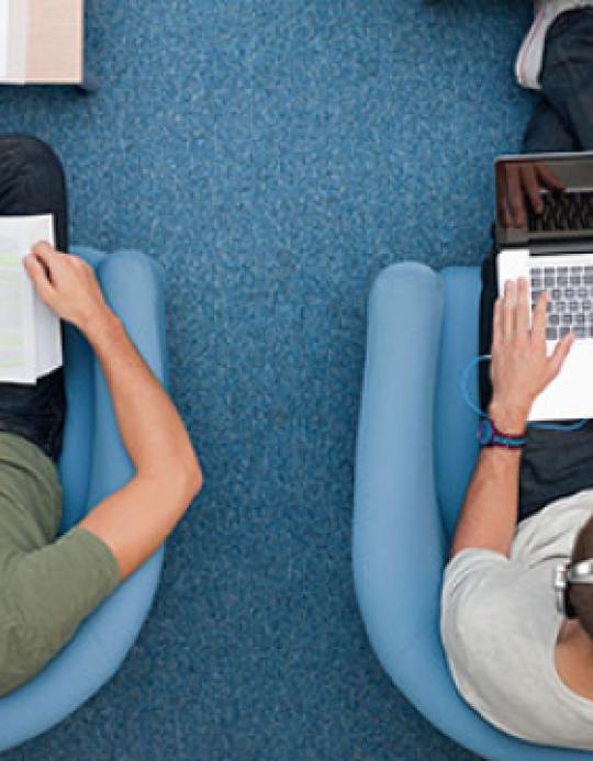 Students studying on laptop