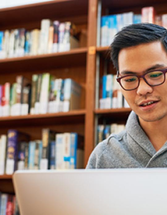 Student studying on laptop