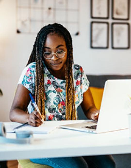 Student studying at desk