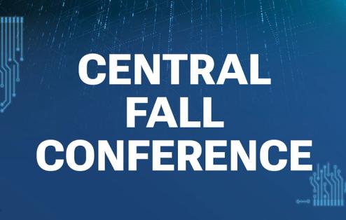 "Central Fall Conference" text in front of blue tech background