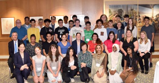 A group of high school students pose for a group shot at the Connecticut Summer Transportation Institute in 2025.