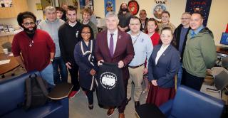 Student veterans and Commissioner Welch at Central