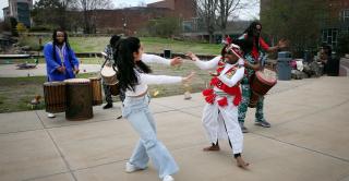 Dancers at Afro Fest on the Student Center Circle