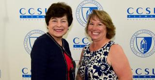 Distinguished Alumni Award winner Janet (Sperdini) Nahorney ’83 with President Toro