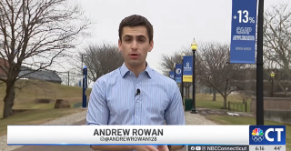 Screen shot of NBC CT's Andrew Rowan on the Central campus