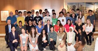 A group of high school students pose for a group shot at the Connecticut Summer Transportation Institute in 2025.