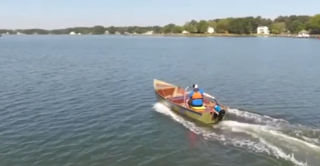 Team Central's electric boat on the water