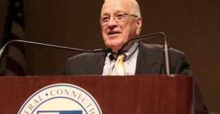 President Emeritus Richard L. Judd speaks at a podium