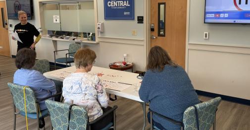 Lisa McMahon leads a Bingocize session at the Community Health Education Clinic.