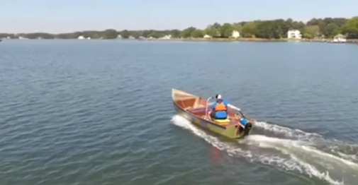 Team Central's electric boat on the water