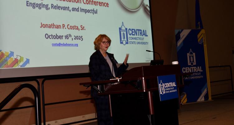 Paula Talty speaking at the conference